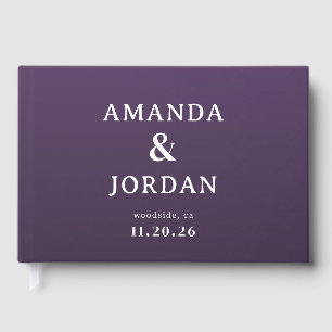 Elegant Purple Minimalist Wedding Invitation Guest Book