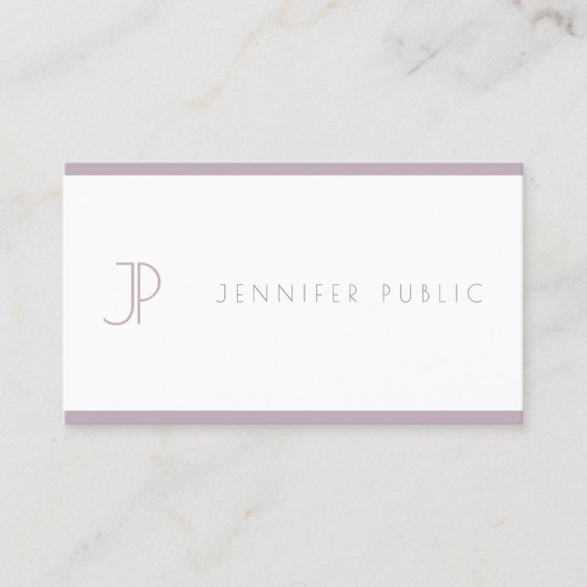 Elegant Purple Modern Smart Minimalist Plain Top Business Card (Front)