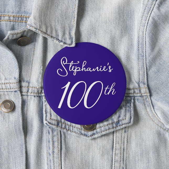 Elegant Purple Monogram 100th Birthday 10 Cm Round Badge (In Situ)