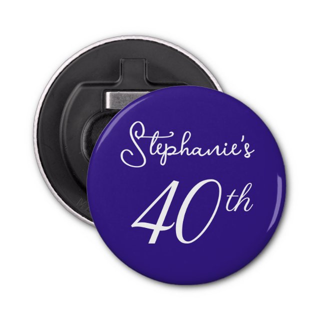 Elegant Purple Monogram 40th Birthday Party Bottle Opener (Front)