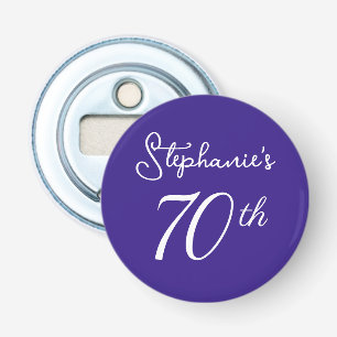 Elegant Purple Monogram 70th Birthday Party Bottle Opener