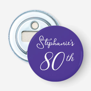 Elegant Purple Monogram 80th Birthday Party Bottle Opener