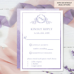 Elegant Purple Monogram and Watercolor RSVP Card