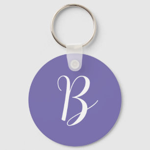 Elegant Purple Monogram  Initial Key Ring