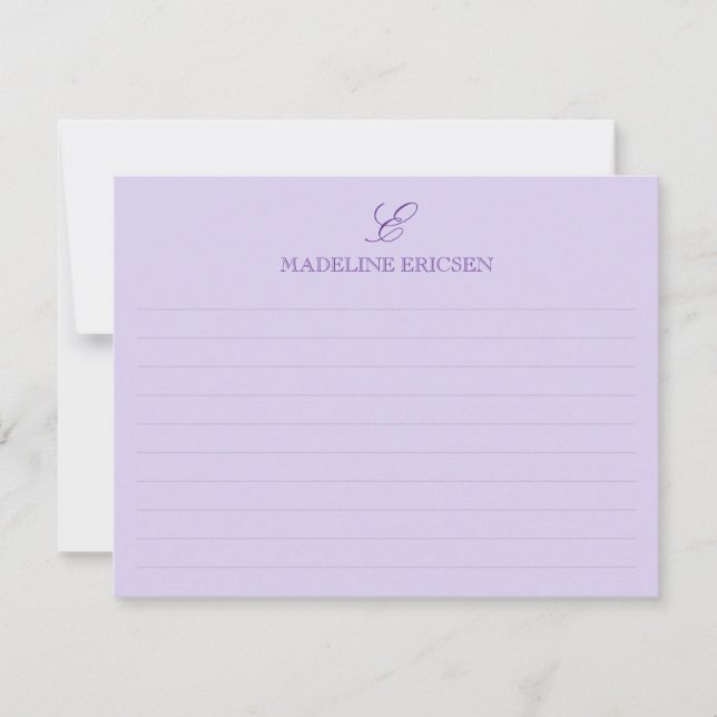 Elegant Purple Monogram Lined Card (Front)