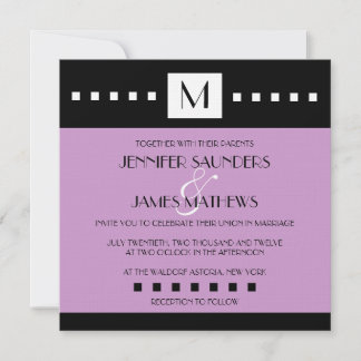 Elegant Purple Monogram Wedding Invitation