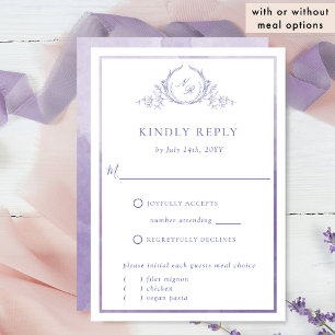 Elegant Purple Monogram with Watercolor RSVP