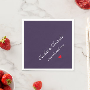 Elegant Purple Monogrammed Wedding Party Cocktail Napkin