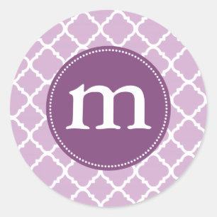 Elegant Purple Moroccan Quatrefoil Personalised Classic Round Sticker