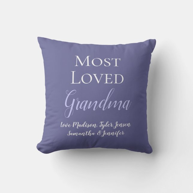 Elegant Purple Most Loved Grandma Personalised Cushion (Front)