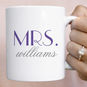 Elegant Purple Mrs Wedding Monogram Coffee Mug