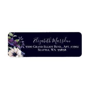 Elegant Purple Navy Blue Floral Dark