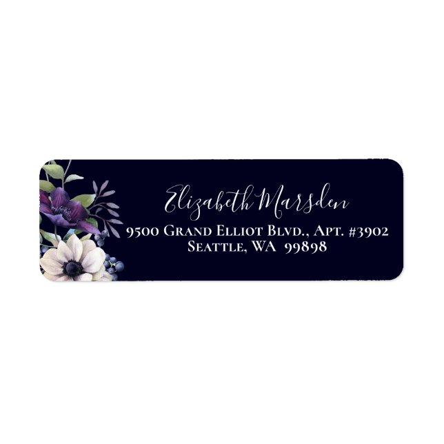 Elegant Purple Navy Blue Floral Dark (Front)