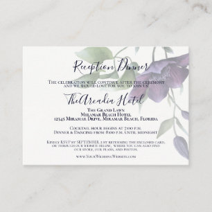 Elegant Purple Navy Blue Reception Dinner Invite