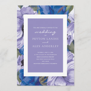Elegant Purple Navy Dusty Blue Wedding Invitation