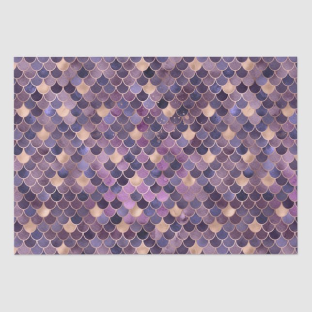 Elegant Purple Ombre Foil & Gold Mermaid Scales Tissue Paper (Front)