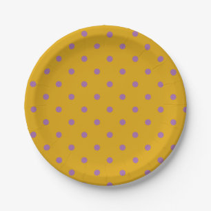 elegant purple orange polka dots paper plate