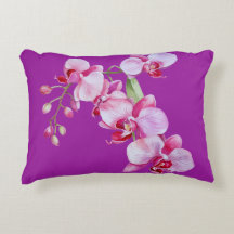 Elegant Purple Orchid Accent Pillow