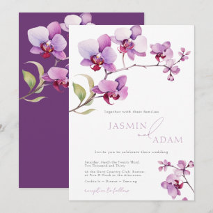 Elegant Purple Orchid Floral Wedding Invitation