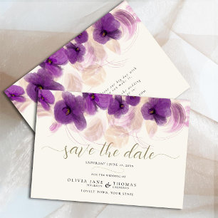 Elegant Purple Orchid Modern Boho Stylish Wedding Save The Date