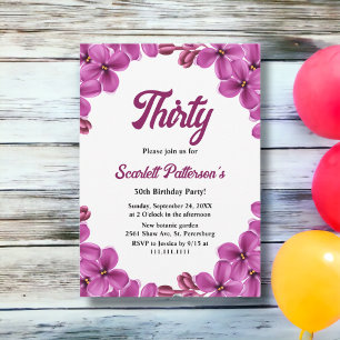 Elegant Purple Orchid Roses Floral 30th Birthday Invitation