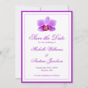 Elegant Purple Orchid Save the Date Announcement