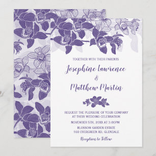 Elegant Purple Orchid Wedding Invitation