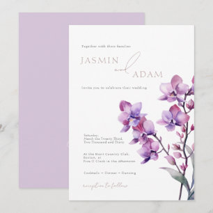 Elegant Purple Orchid Wedding Invitation