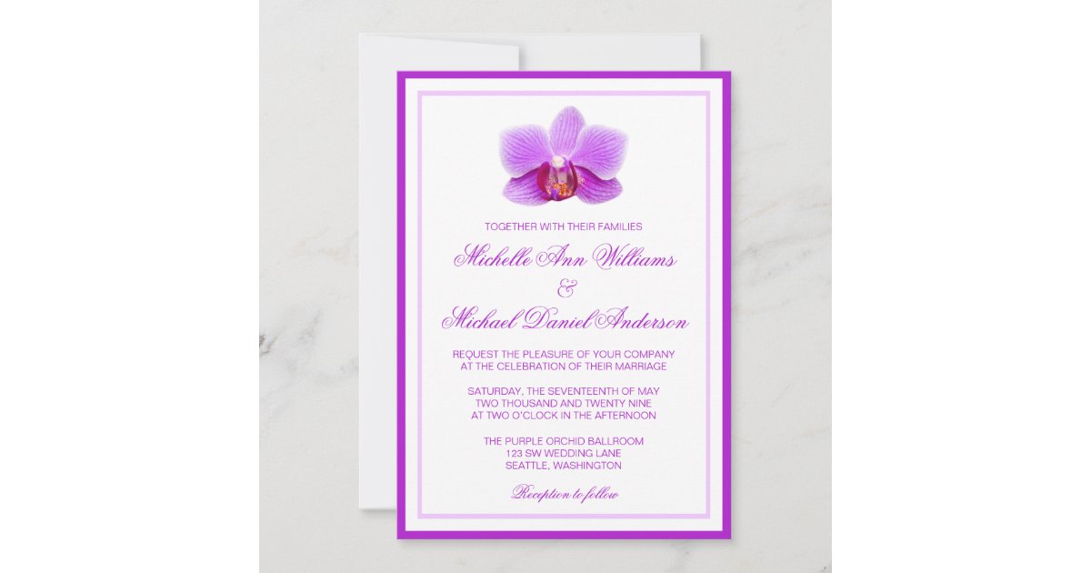Elegant Purple Orchid Wedding Invitations Zazzle.co.uk