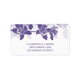 Elegant Purple Orchids Floral Label