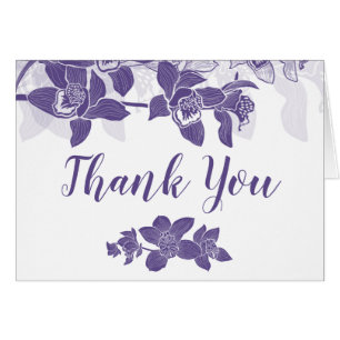 Elegant Purple Orchids Floral Thank You Card