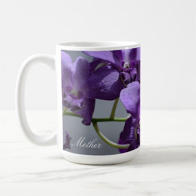 Elegant Purple Orchids Mother's Day Mug (Left)