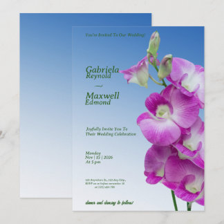 Elegant Purple Orchids Wedding Invitation