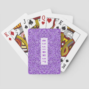 Elegant Purple Ornate Victorian Floral Swirls Playing Cards