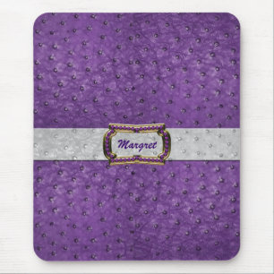 Elegant Purple Ostrich Leather Look Mouse Pad