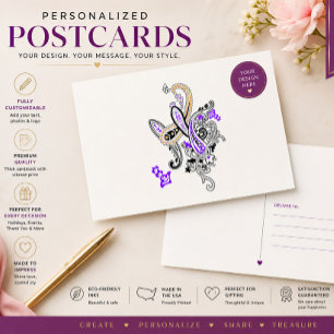 Elegant Purple Paisley Art Postcard