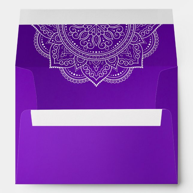 Elegant Purple Paisley Indian Wedding Invitation E Envelope (Back (Bottom))