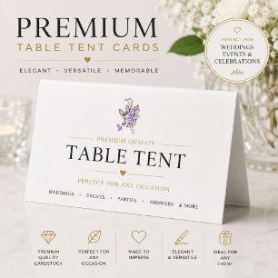 Elegant Purple Paisley Monogram Table Tent Sign