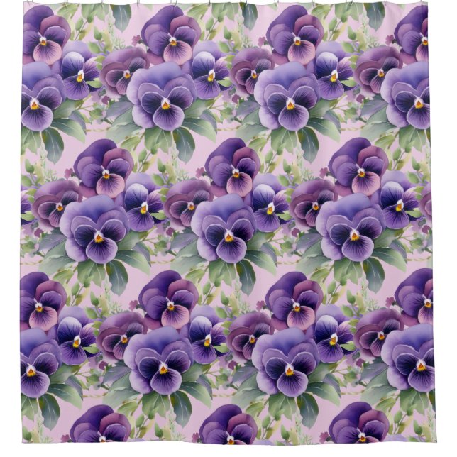Elegant Purple Pansy Shower Curtain (Front)