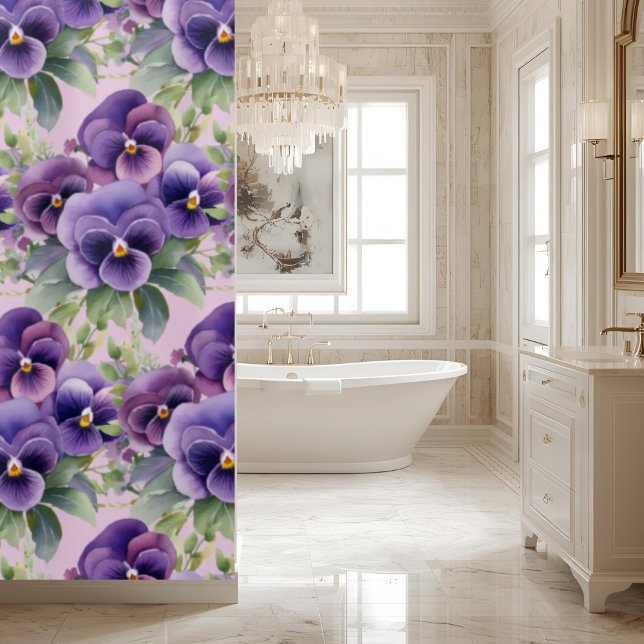 Elegant Purple Pansy Shower Curtain (Creator Uploaded)