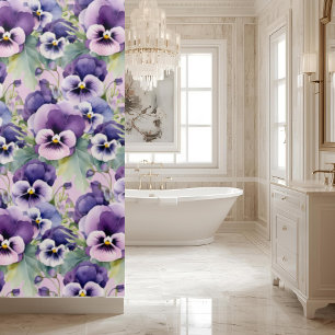 Elegant Purple Pansy Shower Curtain