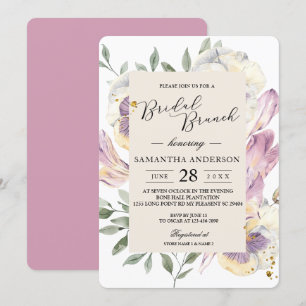 Elegant Purple & Pansy Watercolor Floral Frame Invitation