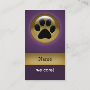 elegant purple paw print pet care Business Cards