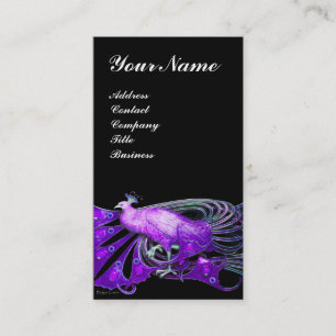 ELEGANT PURPLE PEACOCK ,black Business Card