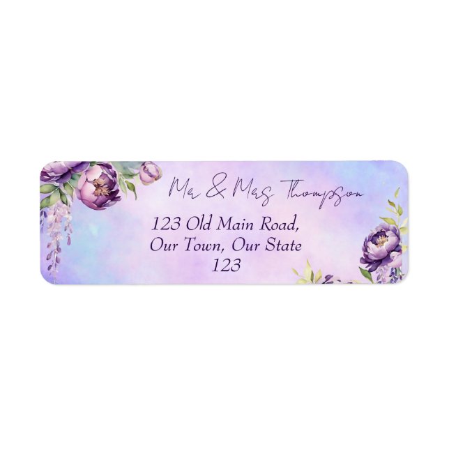 Elegant purple peonies lilac wisteria  thank you (Front)