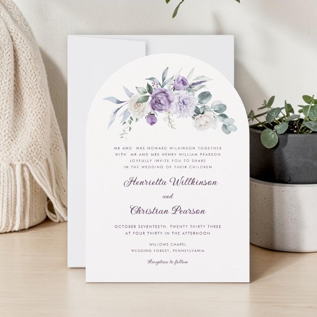 Elegant Purple Peony Wedding Invitation (Creator Uploaded)