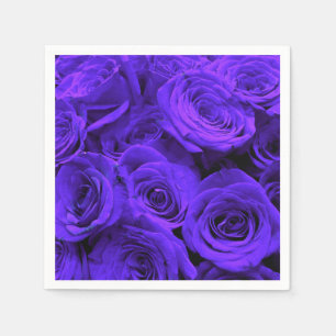 Elegant purple periwinkle blue purple roses napkin