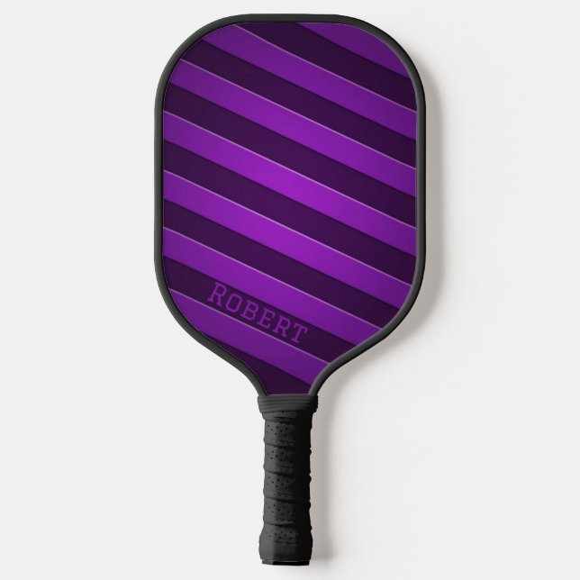 Elegant Purple Personalised Script Name Pickleball Paddle (Back)