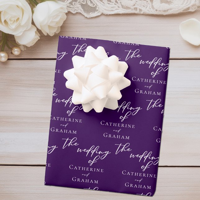 Elegant Purple Personalised Wedding Wrapping Paper Sheet (Creator Uploaded)
