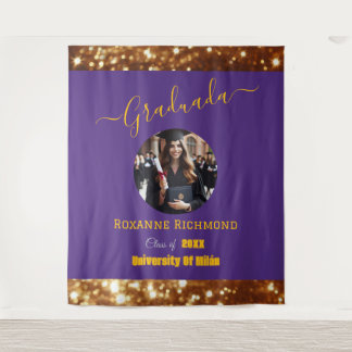 Elegant Purple Photo Graduated Signature Tapestry